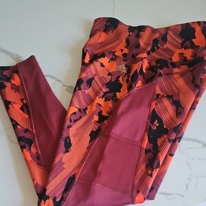 Adidas Red and Black Patterned Leggings